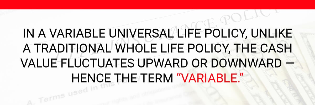 In a variable universal life policy